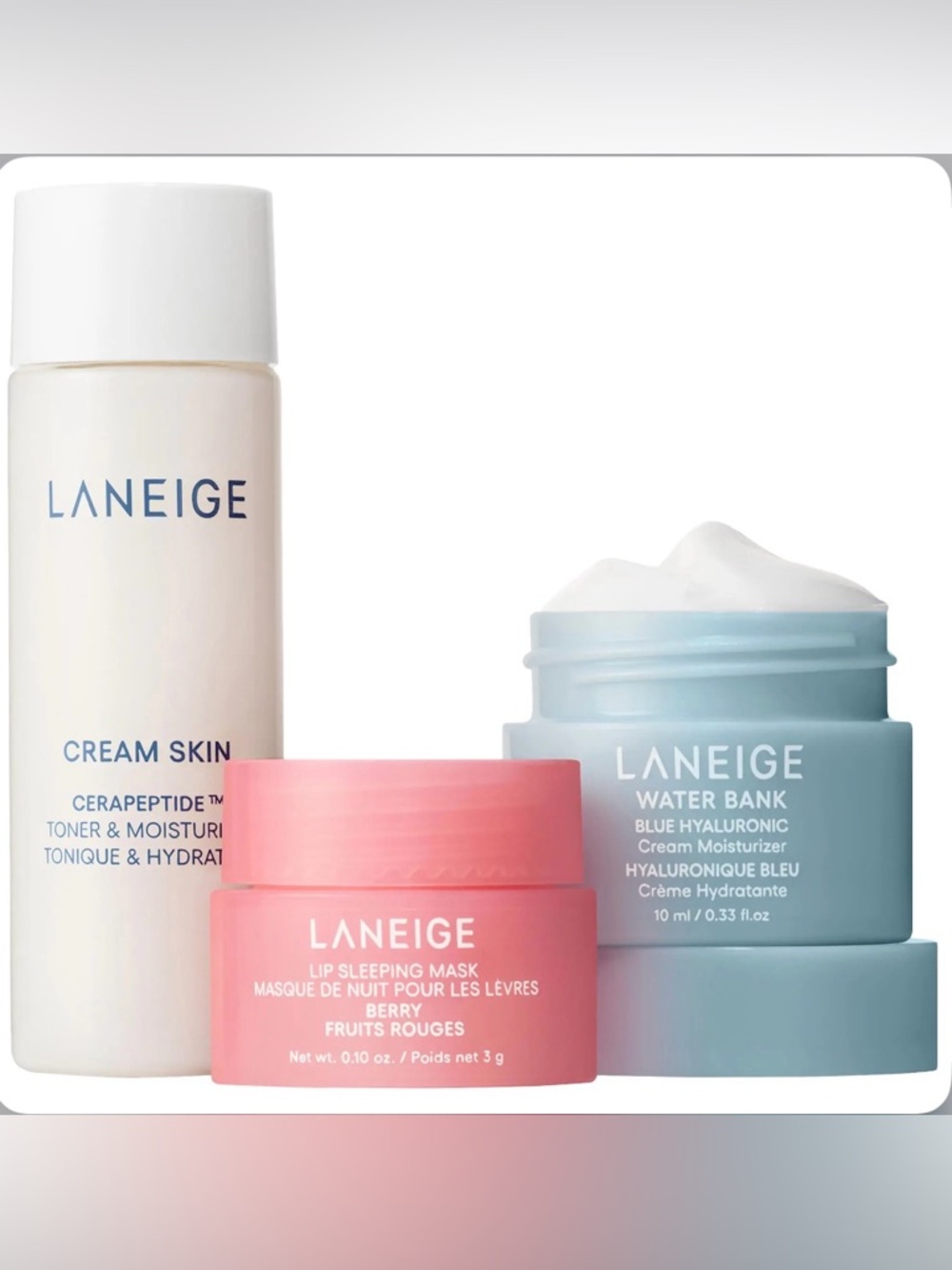LANEIGE Pink and Light Blue Skincare Gift Set
